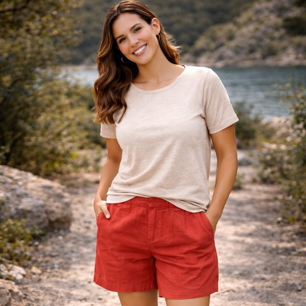 Banana Republic Linen Bermuda Shorts Women’s Small Red Rust High Rise 5” Inseam